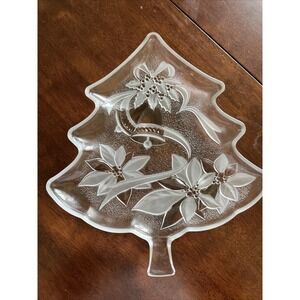 Home Beautiful‎ Christmas Tree Dish 7.5" Clear Glass Candy Tray Platter NIB